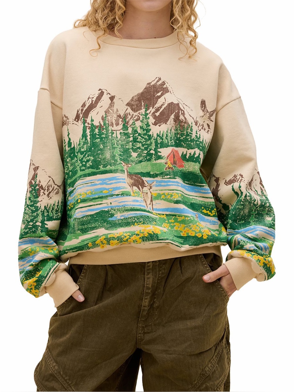 Daydreamer Campsite Oversized Sweatshirt Size S NWT